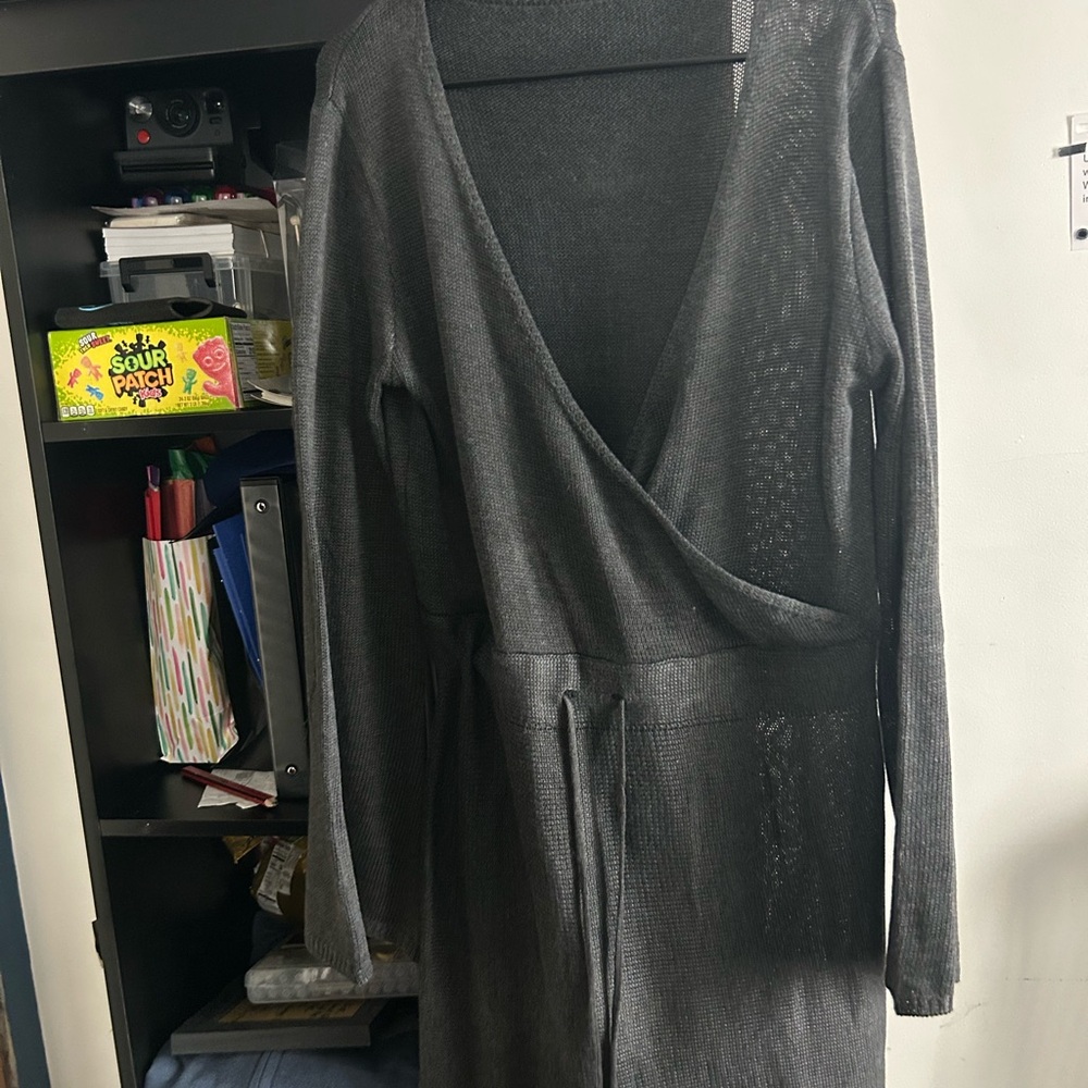 Gray Wrap Cardigan dress